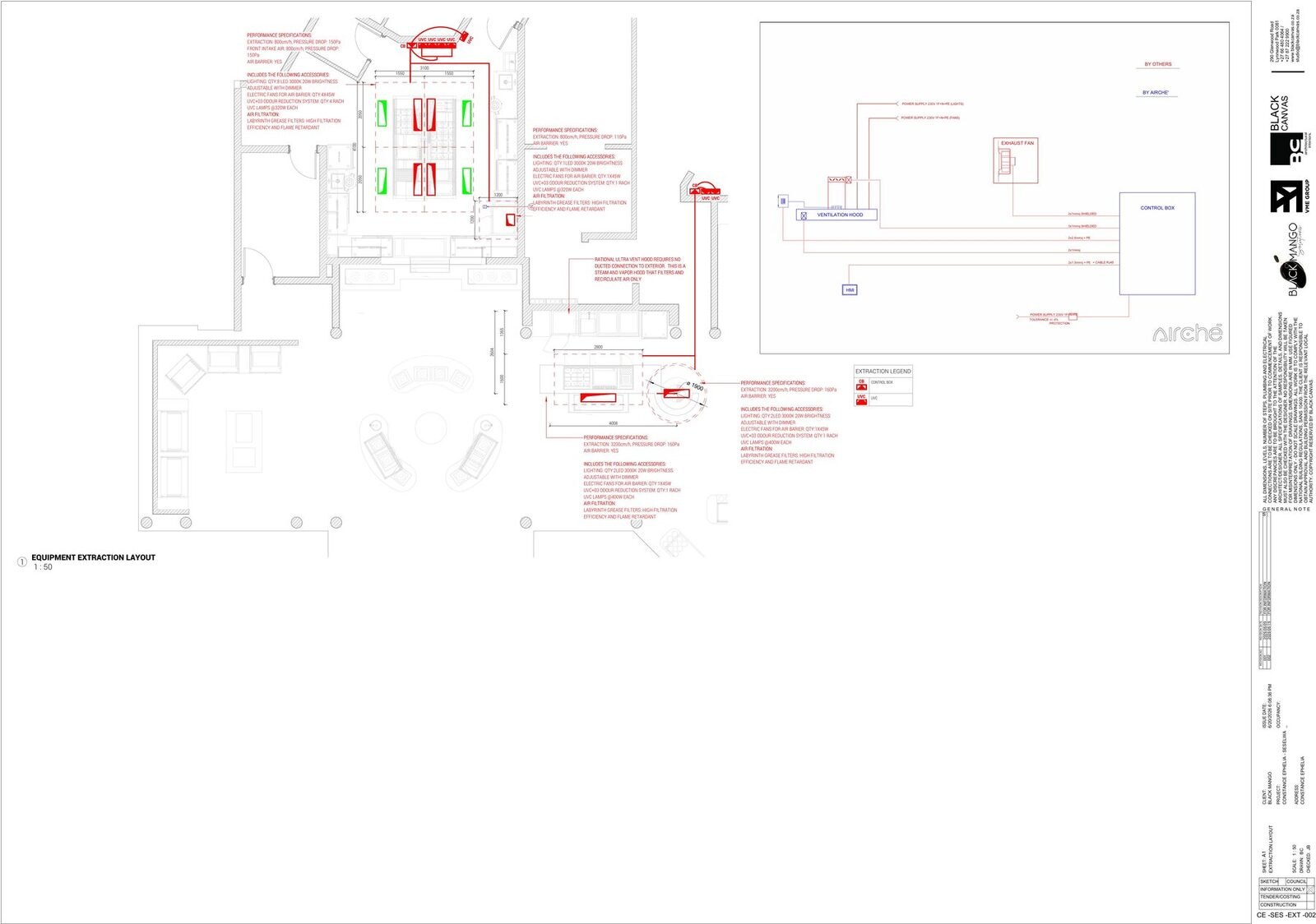 Extraction and ventilation layout drawing, Constance Ephelia