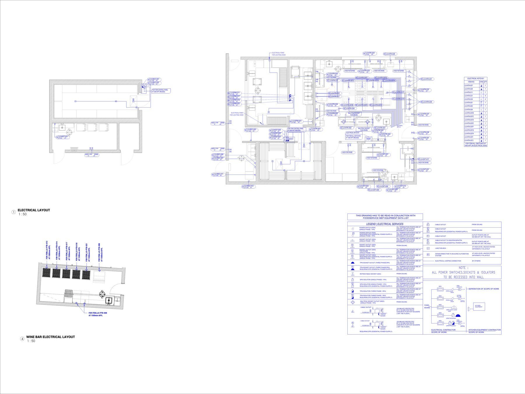 Kitchen electrical services drawing