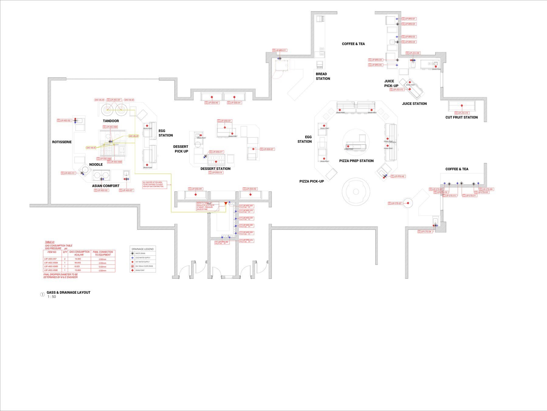 Kitchen gas services drawing